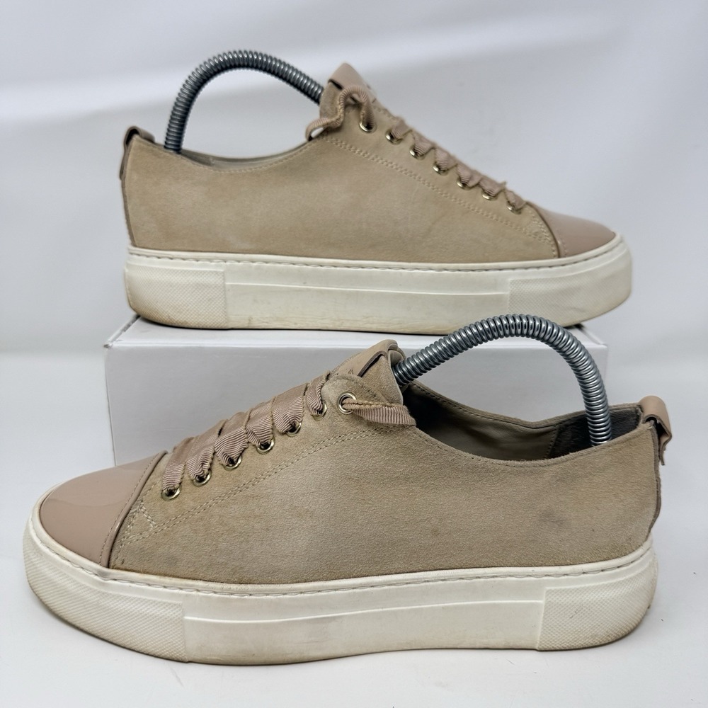 AGL Attilio Giusti Leombruni Mollie Cap Toe Sneakers Suede EU 38.5 US 8.5 Beige